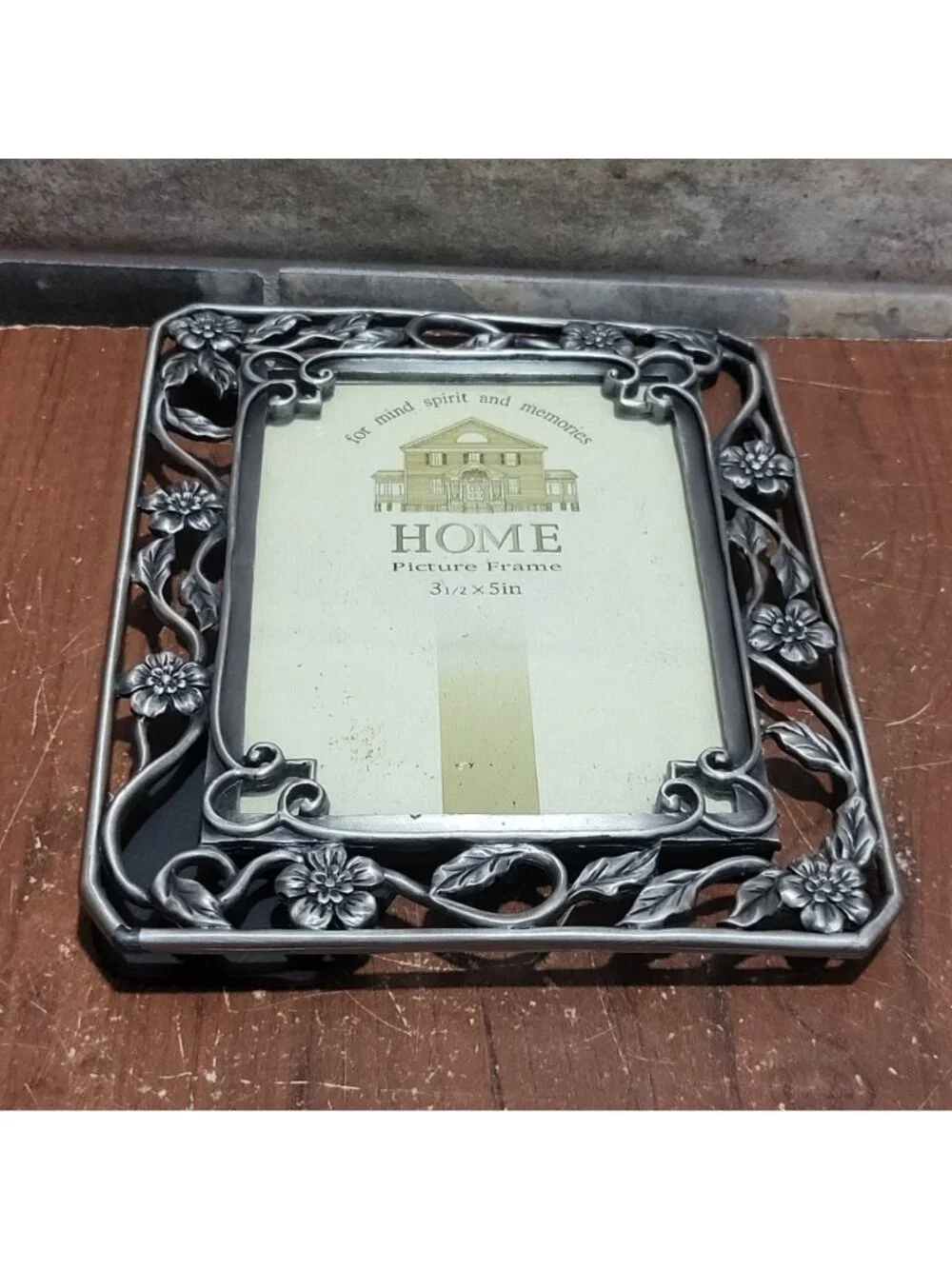 Vintage Cresco Pewter Picture Frame Floral Leaf Design
